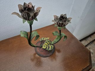 Portacandele in ferro battuto floreale