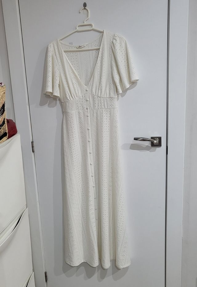 Vestido largo blanco Springfield Talla S