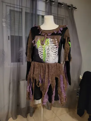 Disfraz esqueleto morado talla M
