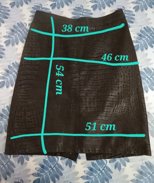 Gonna tubino vintage in pelle nera effetto coccodr