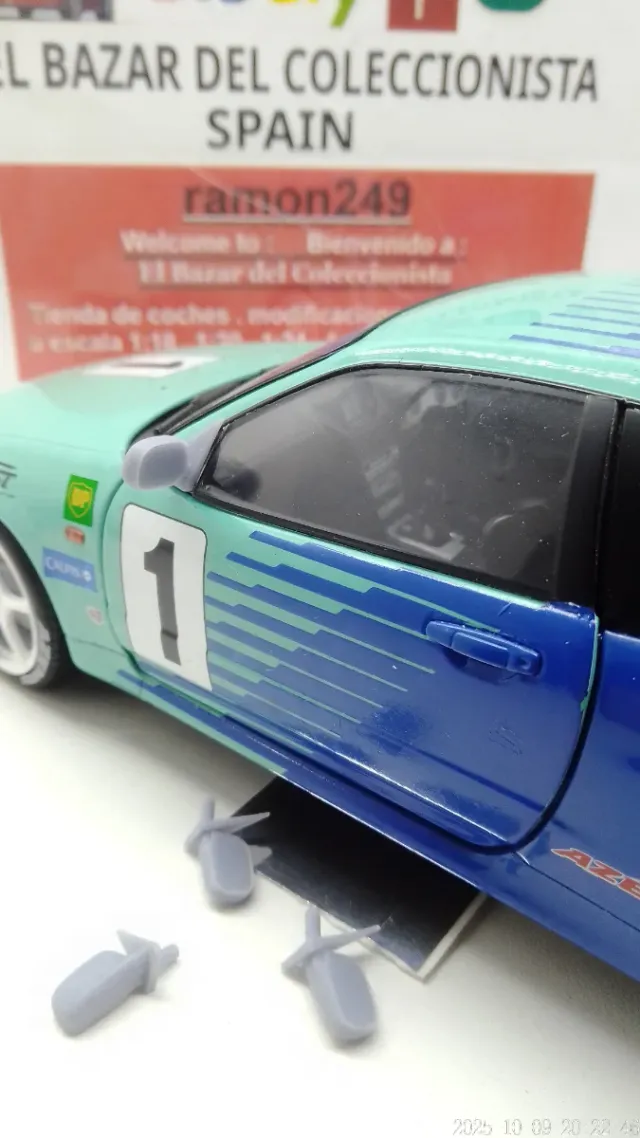Lote alerón y retrovisores 1/18 Nissan Skyline 3d