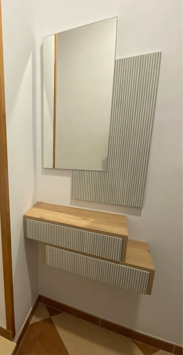 Mueble de entrada madera y cristal