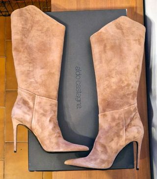 Stivali in pelle,tacco,marrone, Aldo Castagna,n.41