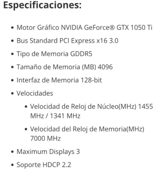 MSI GeForce 1050 Ti 4GB GDDR5