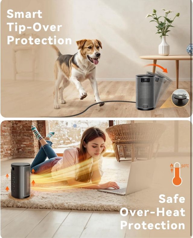 Riscaldatore elettrico PALINTH nero/argento