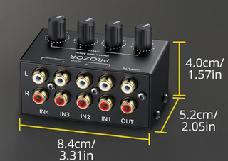 Mixer audio stereo passivo PROZOR Mini 4 ingressi