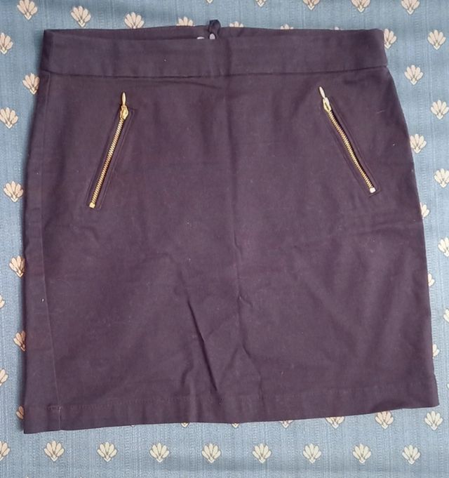 Gonna blu notte con zip dorate