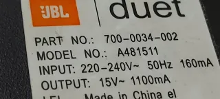 Cargador JBL Duet 15V 1100mA