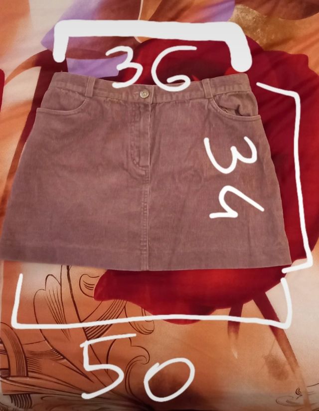 Gonna rosa in velluto a coste