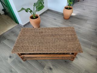 Conjunto salón mimbre/rattan 2 sillones y mesa