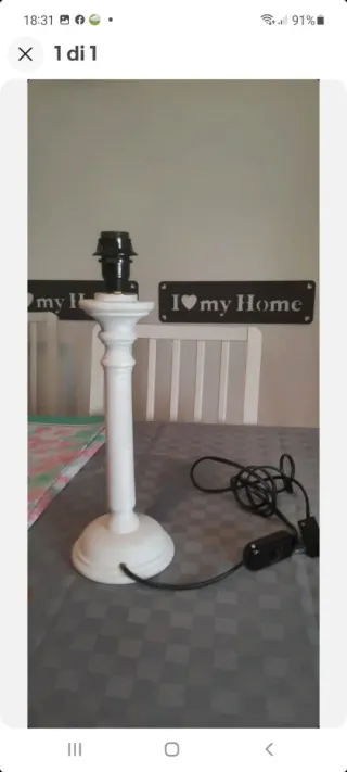 Base lampada legno bianca con coperture