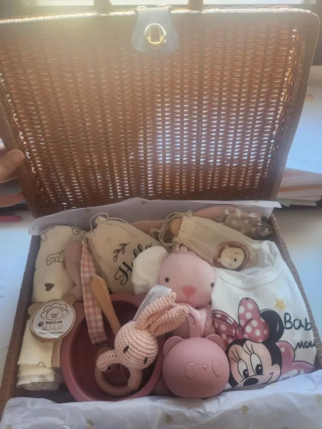 Cesta ratán Bebé Accesorios Rosa