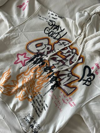 Sudadera blanca con estampado - Bershka