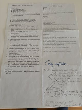 Lampara LED,Reloj, Termómetro y Calendario Digital