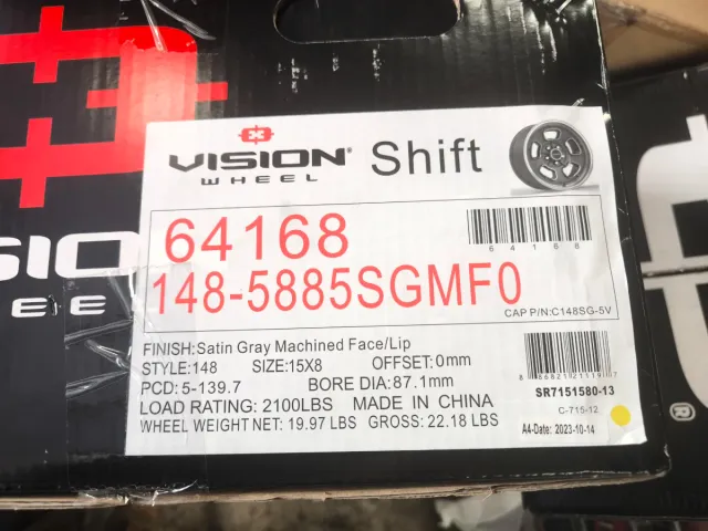 4 Llantas Vision 15x8 5x139.7 5x5,5