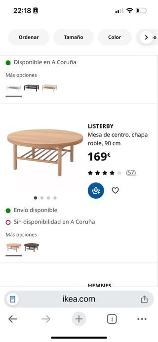 Mesa auxiliar salón IKEA madera