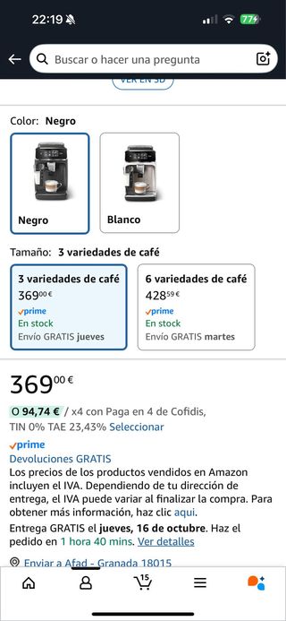 Cafetera Superautomática Philips Serie 2300