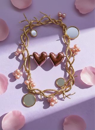 Pendientes Corazón Oro Rosa y Perlas