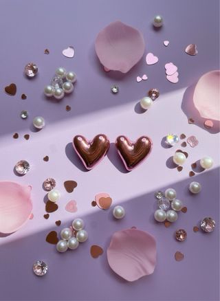 Pendientes Corazón Oro Rosa y Perlas