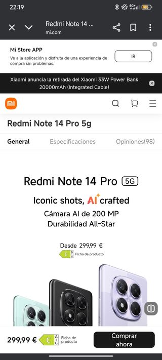 Xiaomi Redmi Note 14 Pro 5G 256GB Nuevo y Garantía