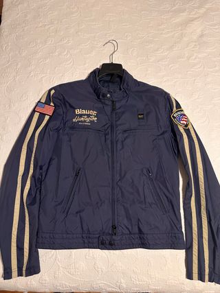 Cazadora Blauer Azul con Rayas Beige