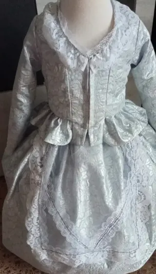 Traje de Fallera Niña Plata y azul 3 años