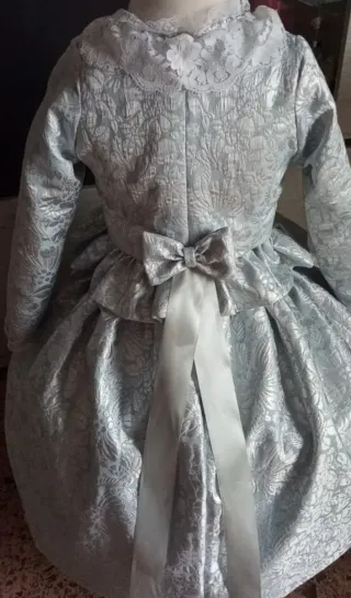 Traje de Fallera Niña Plata y azul 3 años