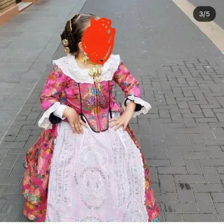 Traje de Fallera Niña Rosa y Blanco con cancan