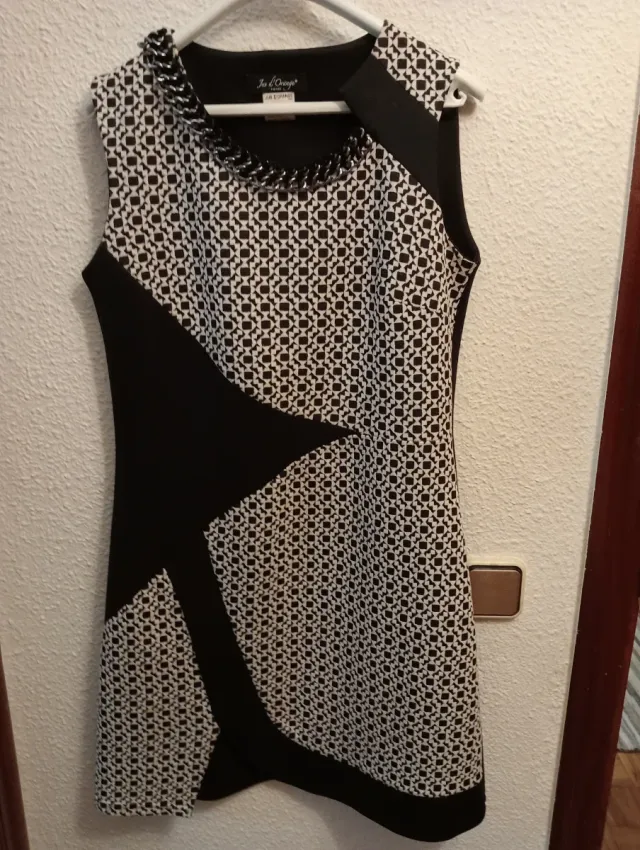 Vestido Jean d'Eve Negro y Blanco Talla M