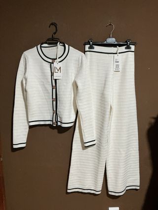 Conjunto LM Pantalón Punto Mujer Blanco