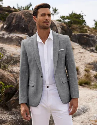 Chaqueta Coofandy XL a cuadros gris