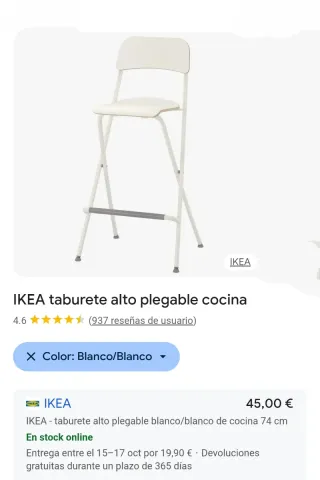 Taburete alto plegable Ikea pintado a mano "UNICO"