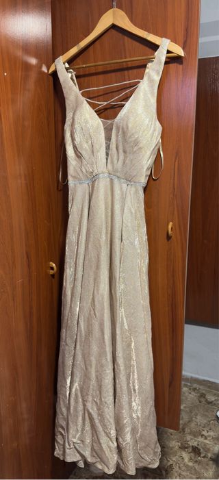 Vestido de fiesta albaricoque/dorado con cordones