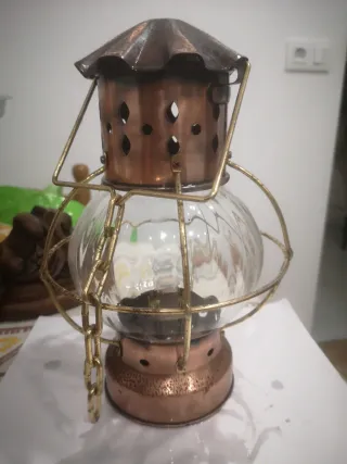 Farol naval de queroseno cobre y cristal