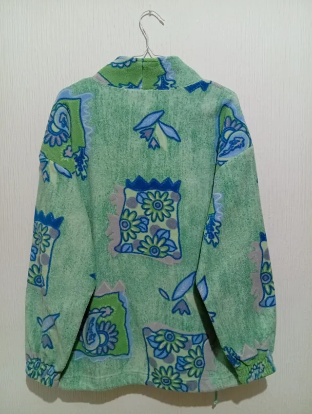 Felpa Fila Vintage in pile con stampa XL verde/blu 