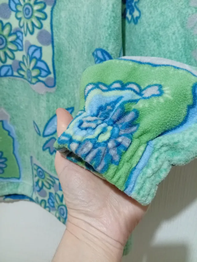 Felpa Fila Vintage in pile con stampa XL verde/blu 