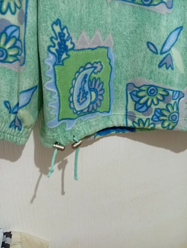 Felpa Fila Vintage in pile con stampa XL verde/blu 