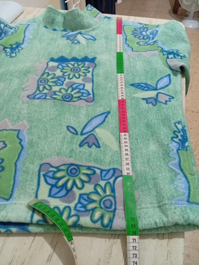 Felpa Fila Vintage in pile con stampa XL verde/blu 