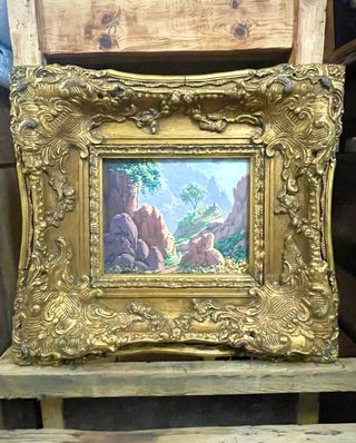 Óleo Paisaje Marco Rococó Dorado