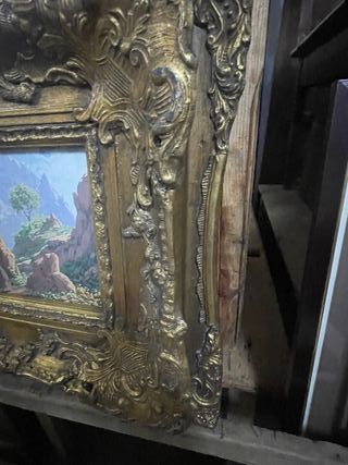 Óleo Paisaje Marco Rococó Dorado