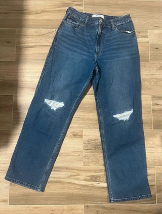 Vaqueros Hollister Rectos Rotos Talla [Talla]