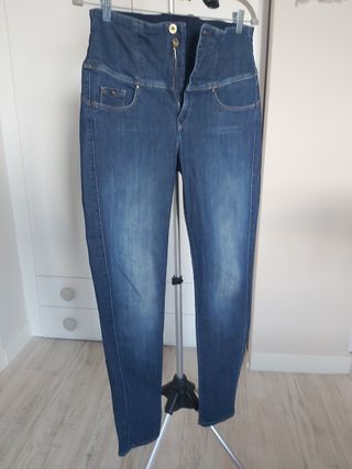 Pantalón de Salsa, Azul, Talle Alto, talla 42