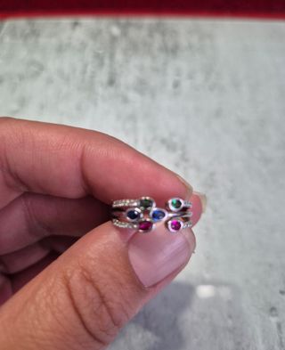 Anillo Plata Multicolor con Circonitas