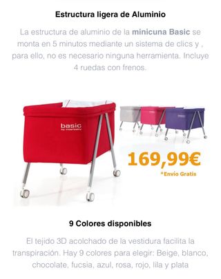 Minicuna Basic by Interbaby Rosa,mas colchón.