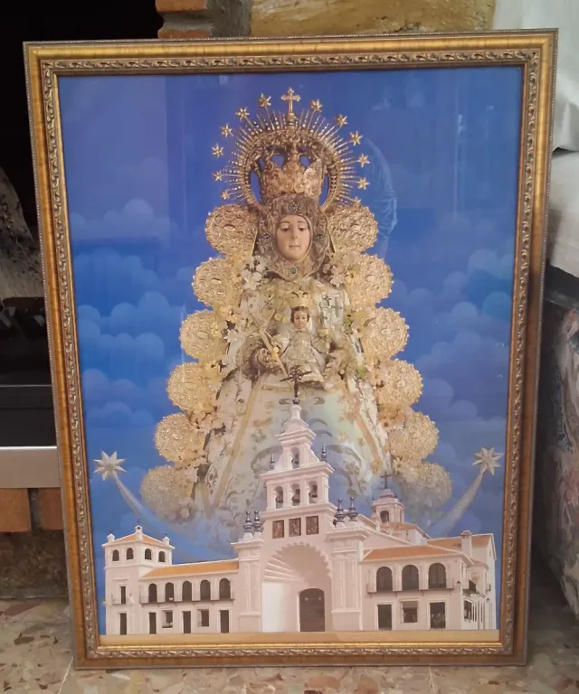 Cuadro Virgen del Rocio con Marco Dorado