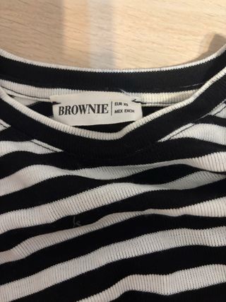 Jersey Brownie Rayas Hombros Descubiertos XS
