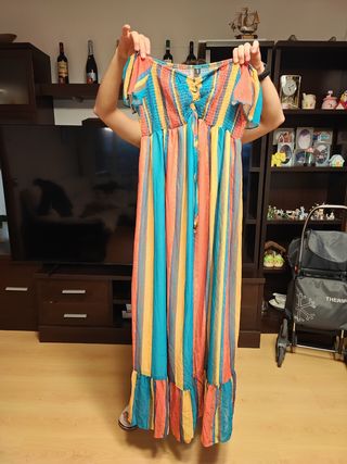 Vestido largo multicolor talla única