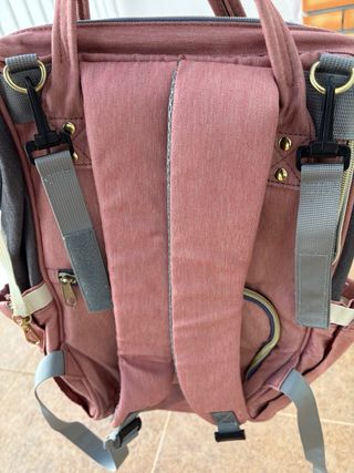 Mochila Pañalera MOEDCOE Gris y Rosa