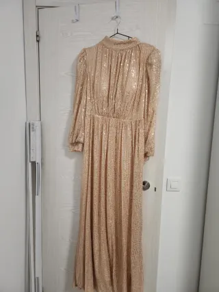 Vestido de fiesta dorado lentejuelas