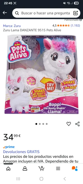 Peluche Zuru Lama Blanco
